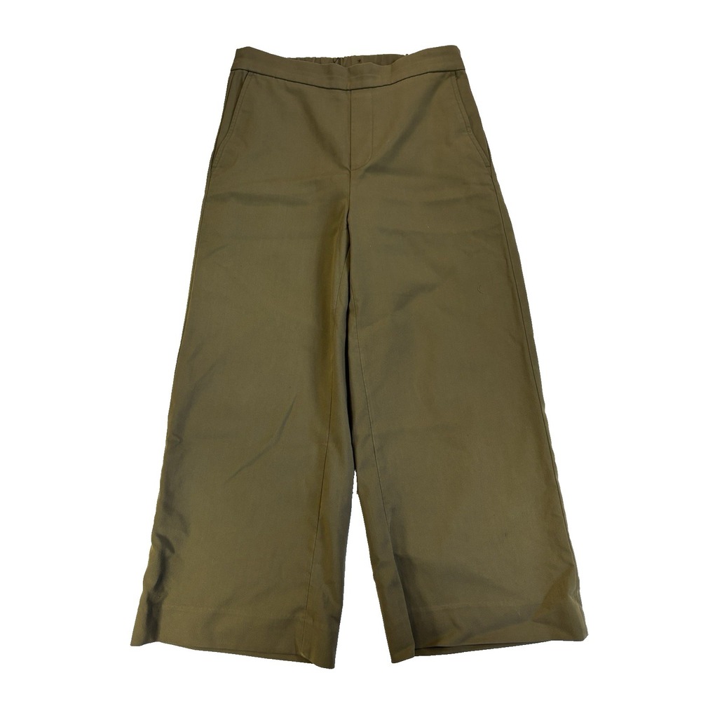 Women's 4 Olive Green Wide Leg Cropped Pull On Pants Capsule Career BOHO Office